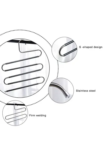 4Pcs S Shaped Pant Hangers Non-Slip Space-saving Stainless Steel Clothes Hanger Wardrobe Organizer for Pants Scarf Tie Towel - Blue