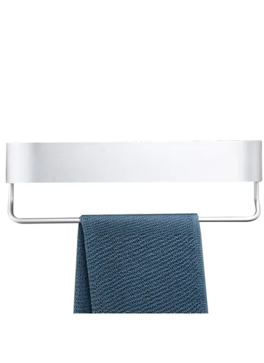 30cm Bathroom Toilet Space Aluminum Storage Rack with Towel Hanging Rod 5303  - Matte White