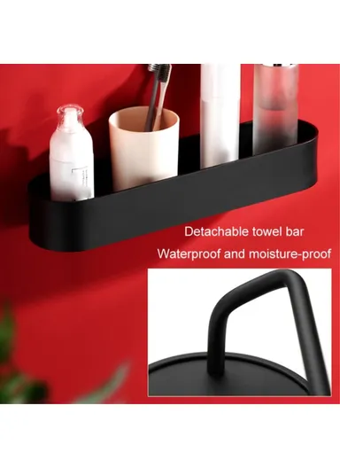 30cm Bathroom Toilet Space Aluminum Storage Rack with Towel Hanging Rod 5303  - Matte White