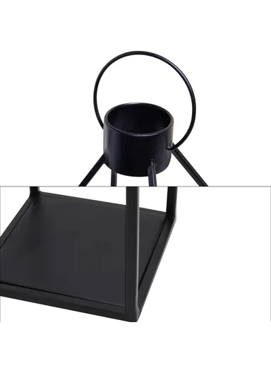 2Pcs / Set Iron Candle Holder with LED Candle Bedside Lamp Lantern Home Decor