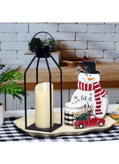 2Pcs / Set Iron Candle Holder with LED Candle Bedside Lamp Lantern Home Decor