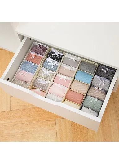 Plastic Socks Storage Box Hollow-out Durable Underwear Organizer Lightweight Desk Holder (L26 x W8 x H6)cm - Khaki