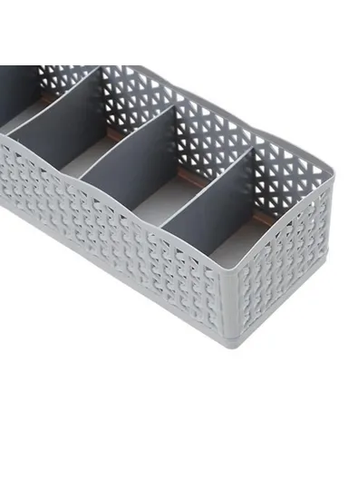 Plastic Socks Storage Box Hollow-out Durable Underwear Organizer Lightweight Desk Holder (L26 x W8 x H6)cm - Khaki