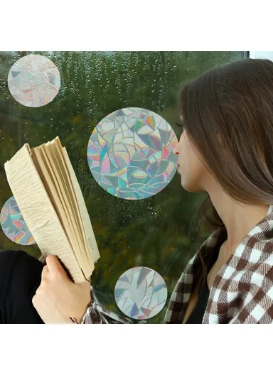 1Set Rainbow Prism Electrostatic Glass Sticker PVC Non-Adhesive Removable Window Colorful Film Sticker (No EN71) - Circle