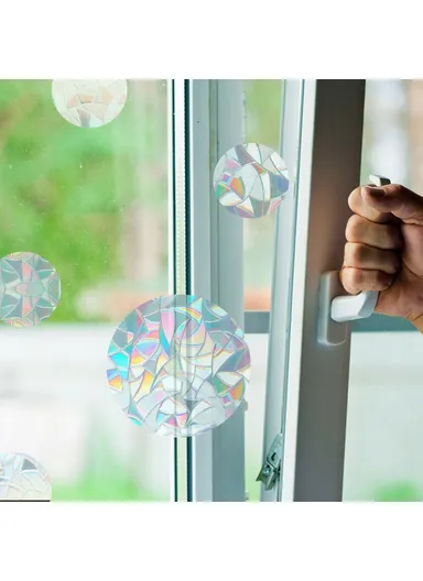 1Set Rainbow Prism Electrostatic Glass Sticker PVC Non-Adhesive Removable Window Colorful Film Sticker (No EN71) - Circle