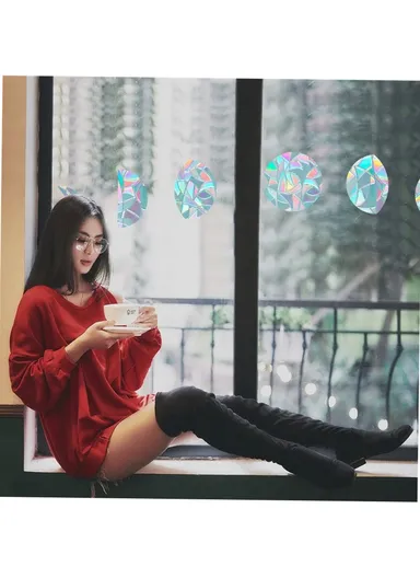 1Set Rainbow Prism Electrostatic Glass Sticker PVC Non-Adhesive Removable Window Colorful Film Sticker (No EN71) - Moon