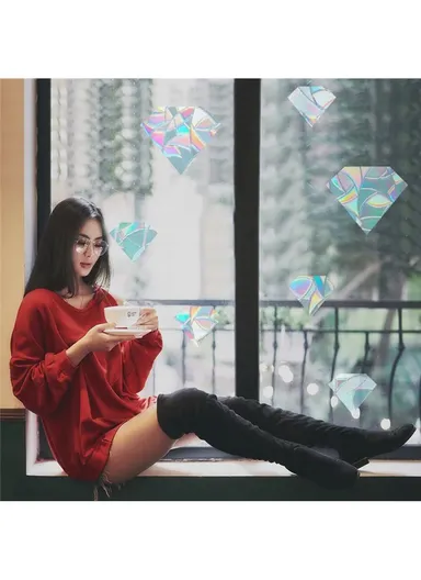 1Set Rainbow Prism Electrostatic Glass Sticker PVC Non-Adhesive Removable Window Colorful Film Sticker (No EN71) - Diamond