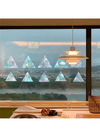 1Set Rainbow Prism Electrostatic Glass Sticker PVC Non-Adhesive Removable Window Colorful Film Sticker (No EN71) - Triangle