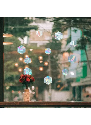 1Set Rainbow Prism Electrostatic Glass Sticker PVC Non-Adhesive Removable Window Colorful Film Sticker (No EN71) - Hexagon
