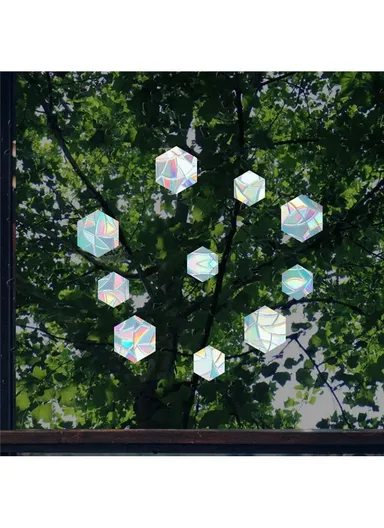 1Set Rainbow Prism Electrostatic Glass Sticker PVC Non-Adhesive Removable Window Colorful Film Sticker (No EN71) - Hexagon