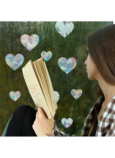 1Set Rainbow Prism Electrostatic Glass Sticker PVC Non-Adhesive Removable Window Colorful Film Sticker (No EN71) - Heart