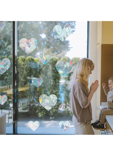 1Set Rainbow Prism Electrostatic Glass Sticker PVC Non-Adhesive Removable Window Colorful Film Sticker (No EN71) - Heart