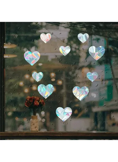 1Set Rainbow Prism Electrostatic Glass Sticker PVC Non-Adhesive Removable Window Colorful Film Sticker (No EN71) - Heart
