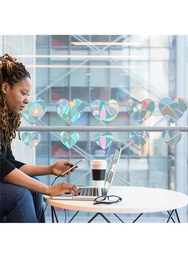 1Set Rainbow Prism Electrostatic Glass Sticker PVC Non-Adhesive Removable Window Colorful Film Sticker (No EN71) - Heart