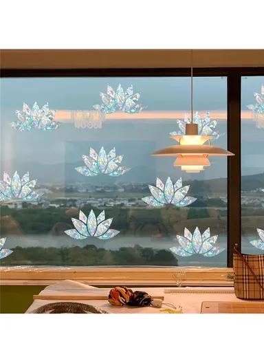 1Set Rainbow Prism Electrostatic Glass Sticker PVC Non-Adhesive Removable Window Colorful Film Sticker (No EN71) - Lotus