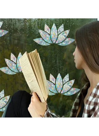 1Set Rainbow Prism Electrostatic Glass Sticker PVC Non-Adhesive Removable Window Colorful Film Sticker (No EN71) - Lotus