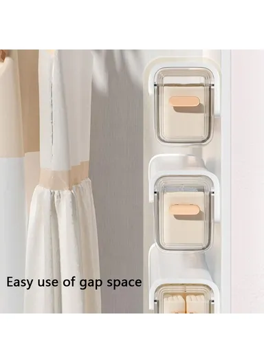 6 Grids Underwear Socks Wall Mount Drawer Plastic Organizer Bin Self-Adhesive Hanging Storage Box (W36 x D8.3 x H10.7)cm - White