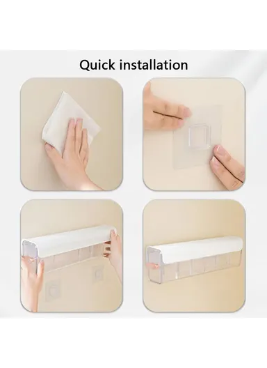 6 Grids Underwear Socks Wall Mount Drawer Plastic Organizer Bin Self-Adhesive Hanging Storage Box (W36 x D8.3 x H10.7)cm - White