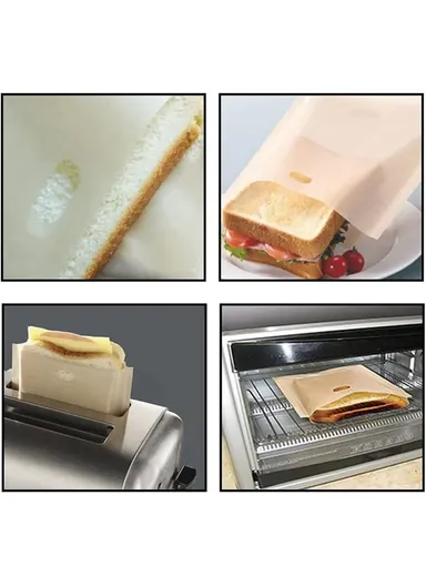 5Pcs 16x18cm PTFE Toaster Bag High Temperature Resistant Non-Stick Microwave Bread Bag (BPA Free, No FDA Certificate)
