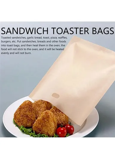 5Pcs 16x18cm PTFE Toaster Bag High Temperature Resistant Non-Stick Microwave Bread Bag (BPA Free, No FDA Certificate)