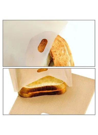 5Pcs 16x18cm PTFE Toaster Bag High Temperature Resistant Non-Stick Microwave Bread Bag (BPA Free, No FDA Certificate)