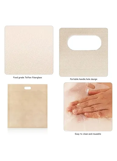 5Pcs 16x18cm PTFE Toaster Bag High Temperature Resistant Non-Stick Microwave Bread Bag (BPA Free, No FDA Certificate)
