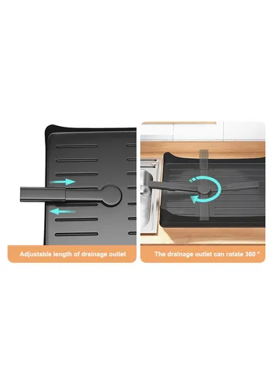 Storage Drain Rack for Kitchen Double-Layer Tableware Folding Container Holder 006-WDJ-6958-BK (L42 x W30 x H27)cm - Black