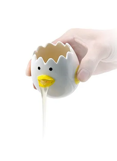Cartoon Egg White &amp; Yolk Separator Ceramic Egg Divider Filter Kitchen Tool (No FDA, BPA-Free) - Yellow