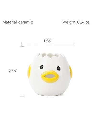 Cartoon Egg White &amp; Yolk Separator Ceramic Egg Divider Filter Kitchen Tool (No FDA, BPA-Free) - Yellow