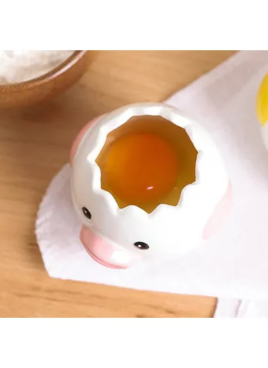 Cartoon Egg White &amp; Yolk Separator Ceramic Egg Divider Filter Kitchen Tool (No FDA, BPA-Free) - Pink