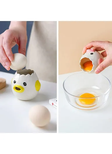 Cartoon Egg White &amp; Yolk Separator Ceramic Egg Divider Filter Kitchen Tool (No FDA, BPA-Free) - Pink