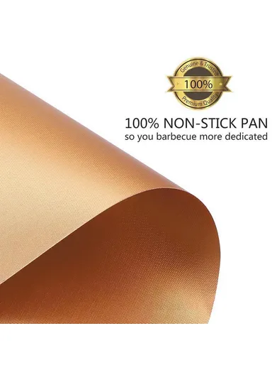 2PCS Non-Stick Reusable Charcoal Electric Grill Mats Outdoor BBQ Grill Mats Baking Mats Easy to Clean (BPA-Free, FDA Certified) - Bronze