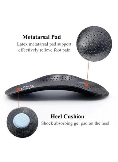 Leg Massage Flat Foot Correction Insoles Arch Support Orthotic Inserts X / O Black - EU 35-36