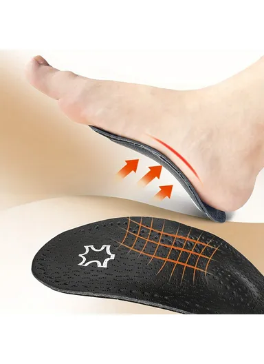 Leg Massage Flat Foot Correction Insoles Arch Support Orthotic Inserts X / O Black - EU 35-36