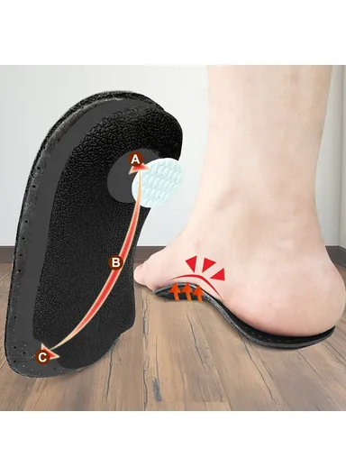 Leg Massage Flat Foot Correction Insoles Arch Support Orthotic Inserts X / O Black - EU 43-44