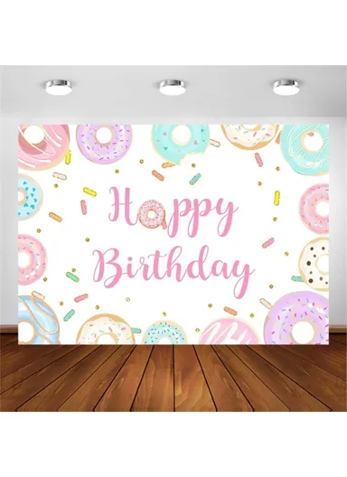 180X180CM Pongee Background Cloth Kids Theme Party Cartoon Doughnut Backdrop Children Gathering Decoration