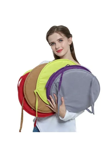 Round Soft Sponge Seat Pad Office Home Chair Cushion with Tie Rope (D30)cm 56357 - Light Yellow