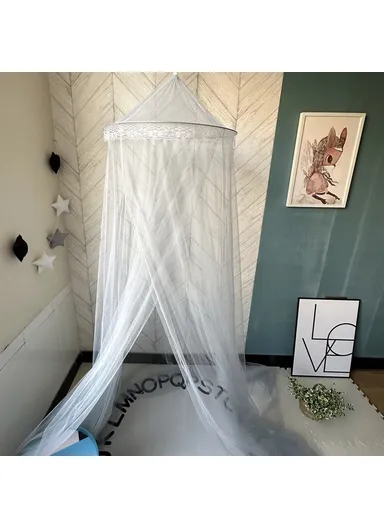 Breathable Hanging Mosquito Net Large Bed Polyester Canopy Curtain (D60 x H270)cm - Grey