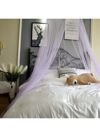 Breathable Hanging Mosquito Net Large Bed Polyester Canopy Curtain (D60 x H270)cm - Warm White