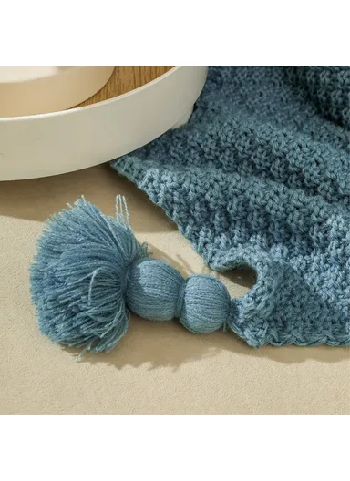 150x200cm Sofa Bed Throw Blanket Solid Color Knitted Air Conditioning Blanket HJ001 - Blue