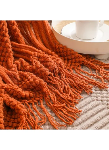 130x220cm Couch Throw Blanket Acrylic Fiber Decorative Knitted Nap Blanket JB012 - Lake Blue