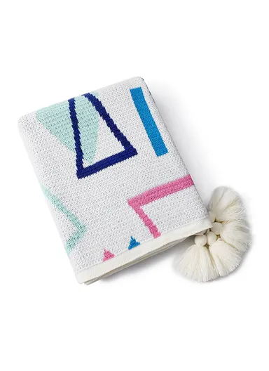 130x160cm Bohemia Style Throw Blankets Multifunctional Tassel Pendant Sofa Blanket HJ007 - Geometry+Blue Pink