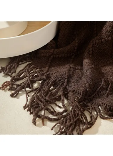 150x230cm Couch Knitted Blanket Soft Rhombus Pattern Decorative Throw Blanket JB014 - Rose