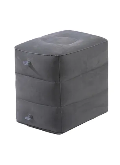 PVC Flocking Sleeping Leg Cushion Inflatable Travel Foot Rest Pillow Foot Pad (L40 x W30 x H43)cm - Dark Grey