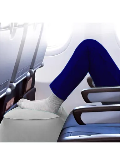 PVC Flocking Sleeping Leg Cushion Inflatable Travel Foot Rest Pillow Foot Pad (L40 x W30 x H43)cm - Dark Grey