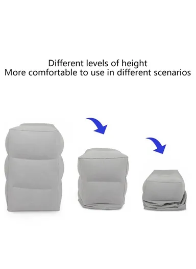 PVC Flocking Sleeping Leg Cushion Inflatable Travel Foot Rest Pillow Foot Pad (L40 x W30 x H43)cm - Dark Grey