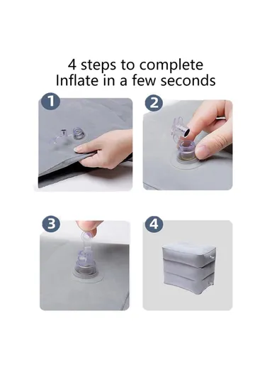 PVC Flocking Sleeping Leg Cushion Inflatable Travel Foot Rest Pillow Foot Pad (L40 x W30 x H43)cm - Dark Grey