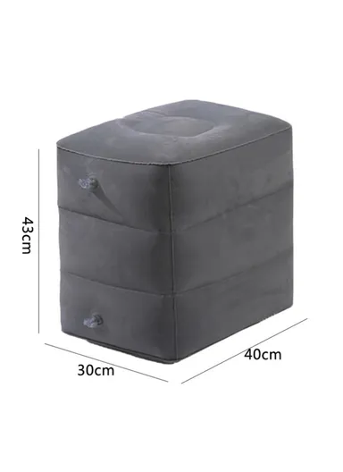 PVC Flocking Sleeping Leg Cushion Inflatable Travel Foot Rest Pillow Foot Pad (L40 x W30 x H43)cm - Dark Grey