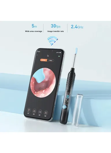Earwax Remover WiFi Visual Otoscope with LED Lights Phone App Monitoring N3 PRO-B 
