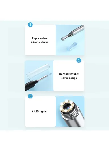 Earwax Remover WiFi Visual Otoscope with LED Lights Phone App Monitoring N3 PRO-B 